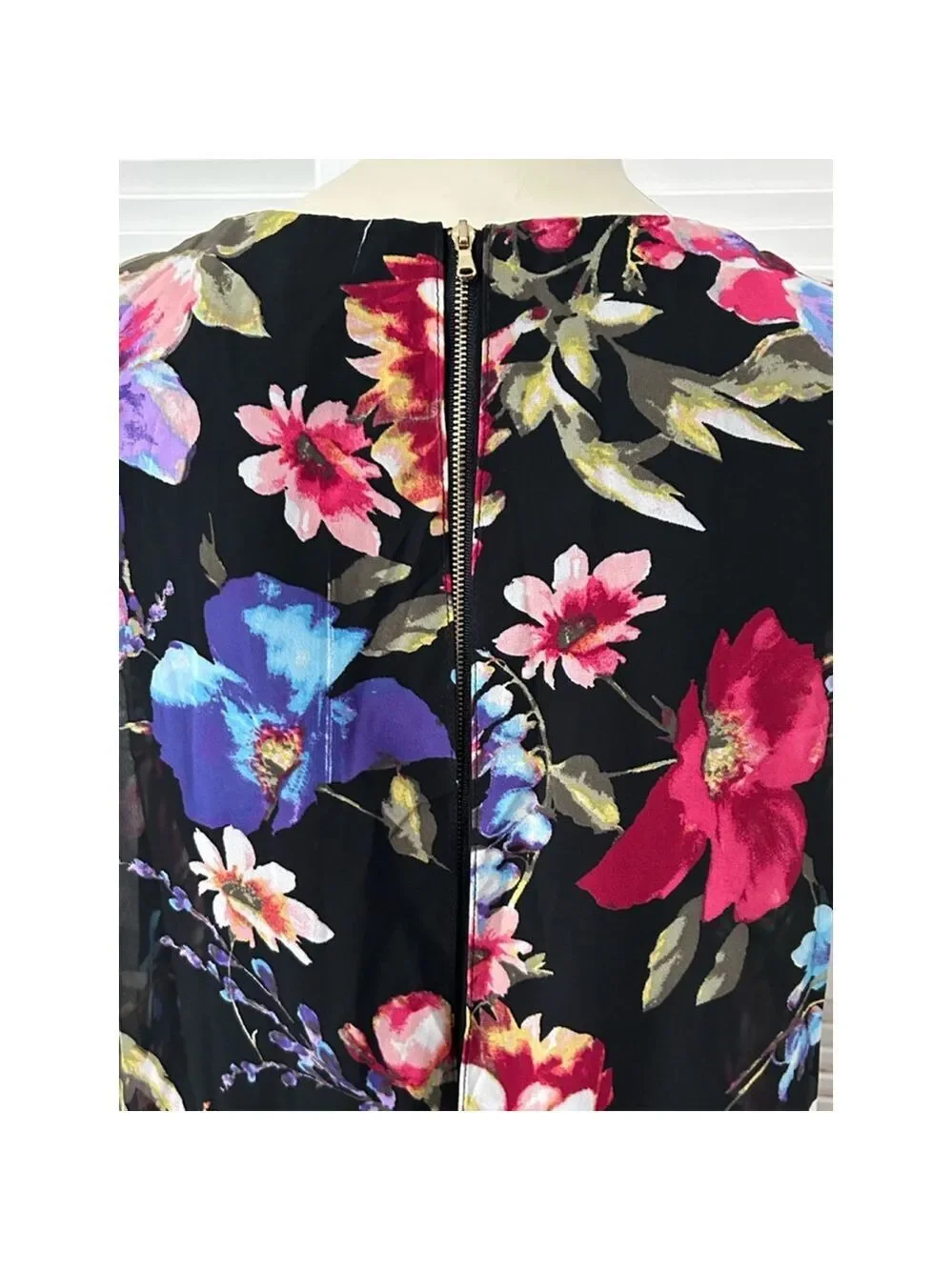 SL Fashions New York Dress Size 10 Black Floral - Picture 9 of 13